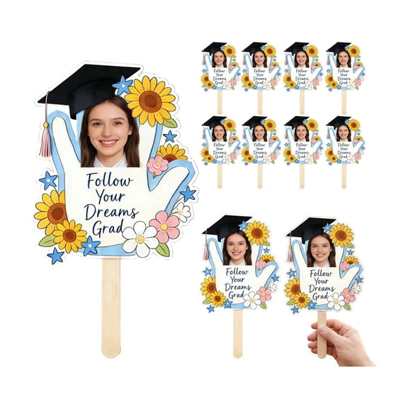 12pc Personalized Graduation Fans,Photo Fans with Handle,Funny Face Prop with Name and Photoes,Class of 2026 Grad Photo Props Grad Party Supplies Blank DIY Frame for Graduation Party Souvenirs