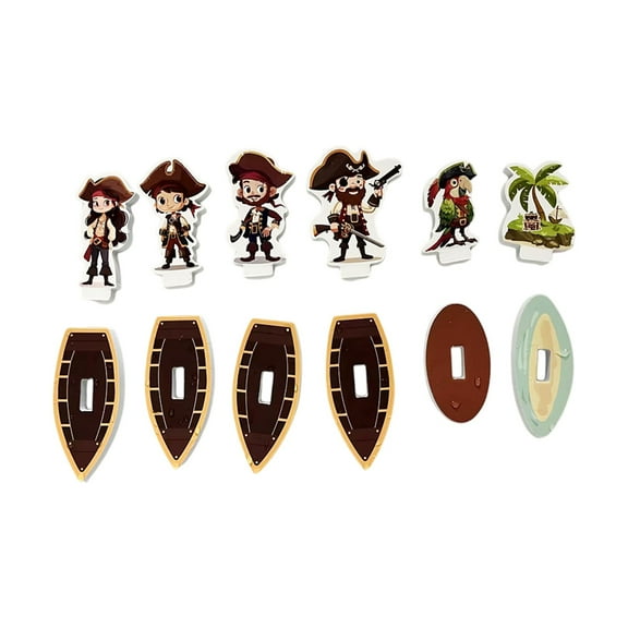 12pc Pirate Water Gun Toys Set - Floating Bath Time Targets for Pool Play, Outdoor Splash Battle Game with EVA Stickers, Bathroom Swim Party Supplies​(A)