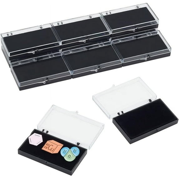 12pc Plastic Box with Flocking Blister Rectangle 5.35x8x0.55cm