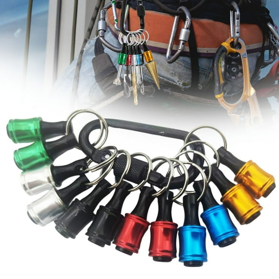 12pc Portable Bit holder Key chain, Hex Shank Screwdriver Bit Clip for Impact Driver Drill Bit Extension Nut Driver W/Black Carabiner, Quick Release Lightweight Drill Screw Adapter