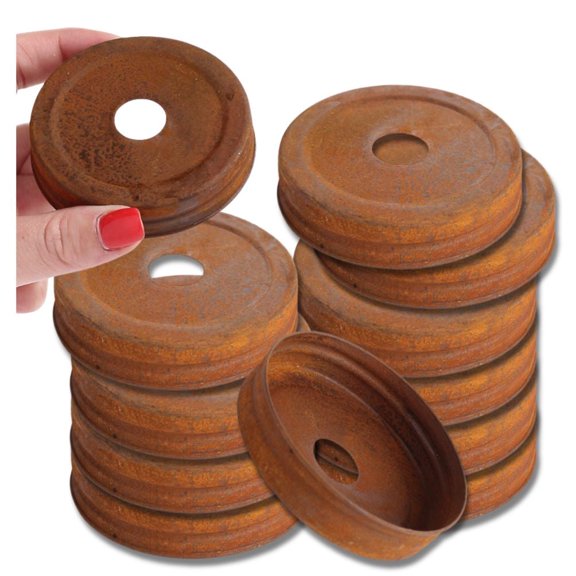 Factory Direct Craft Rustic Tin Mason Jar Lids, Set of 12, 2.625 Inch Standard Mouth Jar Lids