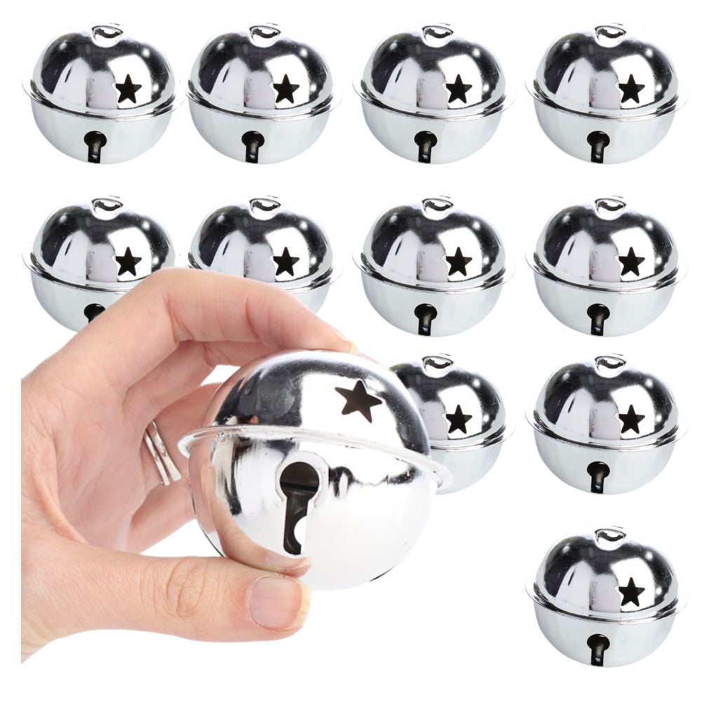 12pc Silver Sleigh Bell Set - for Christmas and Winter Decor - Factory Direct Craft