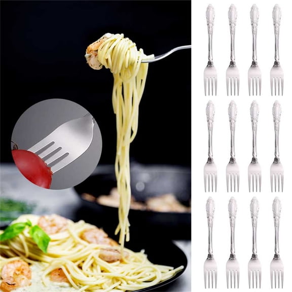 12pc Stainless Steel Steak Fork and Spoon Set Creative Tail Ruyi Western Tableware Cutlery for Home Hotel Restaurant Dinner Silver 12Pcs