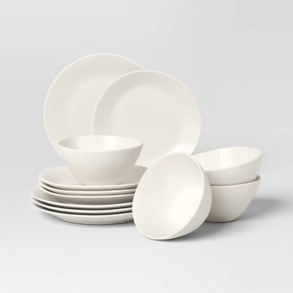 12pc Stoneware Aralia Dinnerware Set Sour Cream