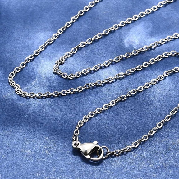 12pc Resistant 304 Stainless Steel Cable Chain Necklaces with Lobster Claw Clasp Stainless Steel Color 17.7 inch(45cm) Jump Ring: 3x0.5mm
