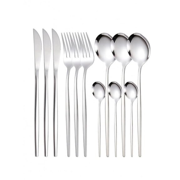 12pc Thin stainless steel cutlery set Portugal steak knife and fork dessert spoon coffee spoon