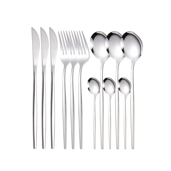 12pc Thin stainless steel cutlery set Portugal steak knife and fork dessert spoon coffee spoon