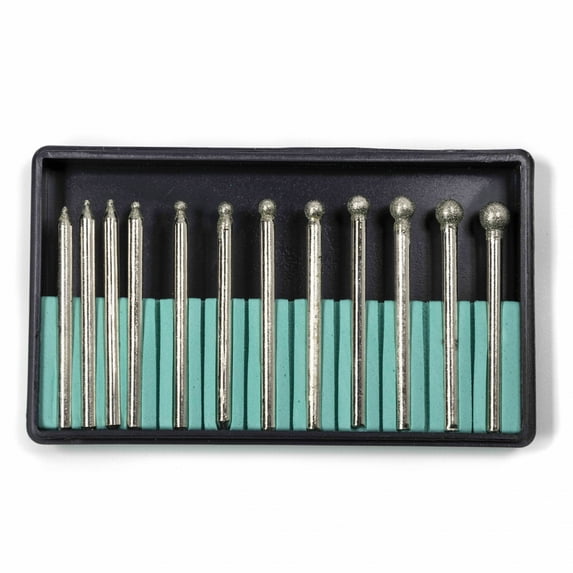 12pc ToolTreaux Diamond Coated Cutting Burrs Set Assorted Rotary Tools 150 Grit