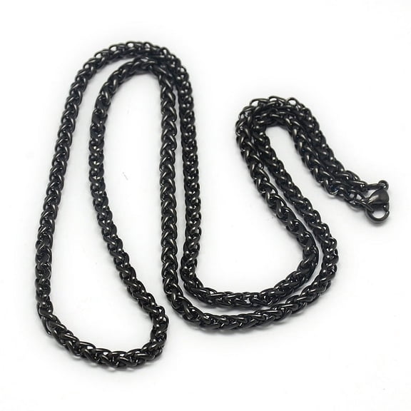 12pc Trendy Men's 201 Stainless Steel Wheat Chain Necklaces with Lobster Claw Clasps Gunmetal 21.7 inch(55.1cm)