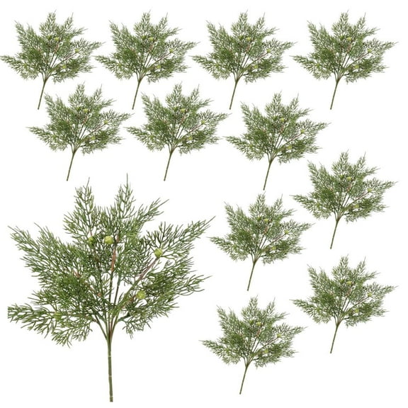 12pc Vinyl Juniper Cedar Greenery Stems - for Winter/Christmas Decor - Factory Direct Craft