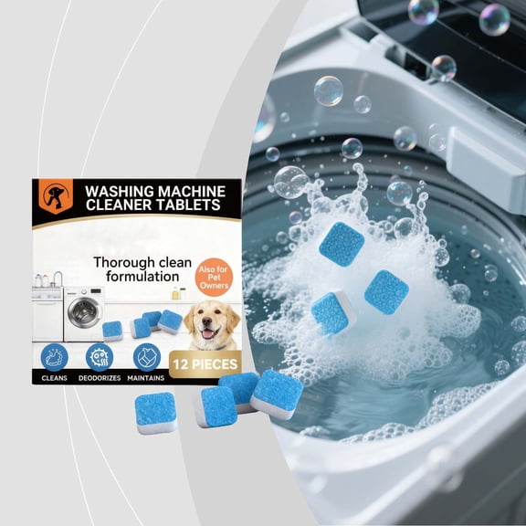 12pc Washing Machine Cleaner Tablets Pack, Fast Deep Clean For Drums And Gaskets, Mild Non‑Corrosive Formula, Easy Drop‑In Use, Removes Odor And Residue, For Front And Top Loaders