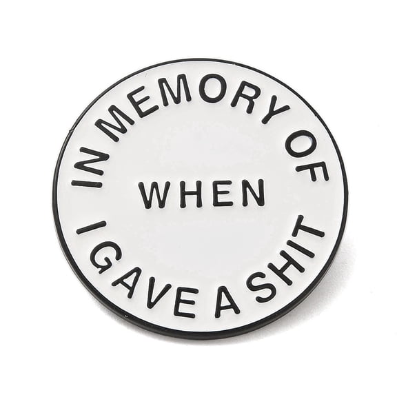 12pc Word Zinc Alloy Brooches Enamel Pins Black White 30x30x1.5mm