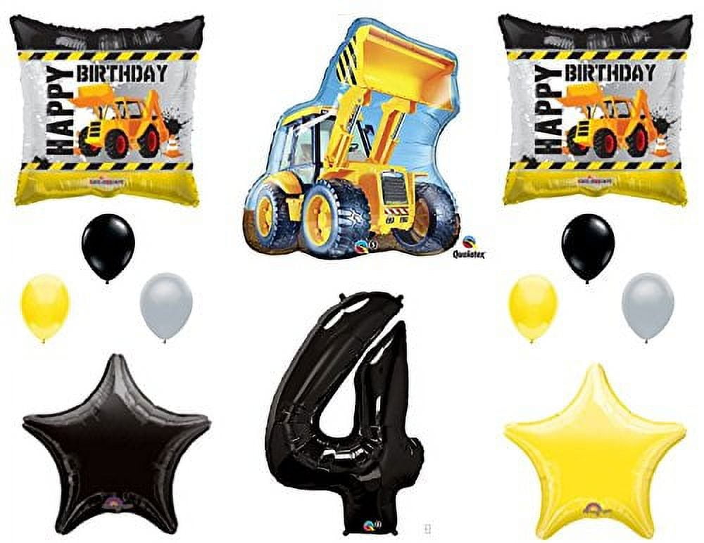 12pc new BALLOON set 4th BIRTHDAY party CONSTRUCTION truck DUMP bulldozer TRACTOR gift FAVORS decorations PHOTO booth PROPS