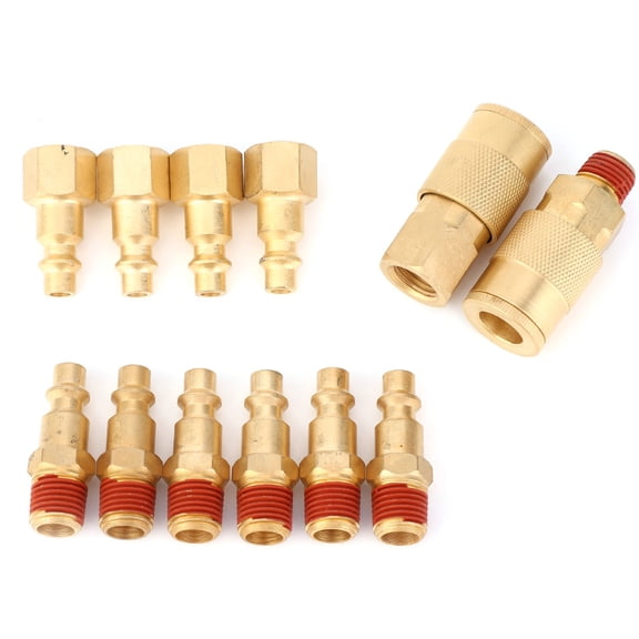 12pcs 1/4 Inch NPT Air Compressor Quick Connect Fitting Set, Industrial Style Male & Female Pneumatic Coupler Kit for Air Tools