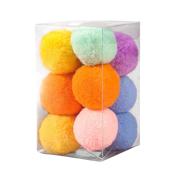 12pcs 1.7"/4.5cm Cat Toy Balls Soft Kitten Pompon Toys Indoor Cats Interactive Playing Quiet Ball Cats Favorite Toy