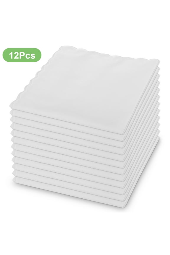 12pcs 100% Cotton White Handkerchiefs, EEEkit 12''x12'' Hankies for Men Women, Classic Pocket Square