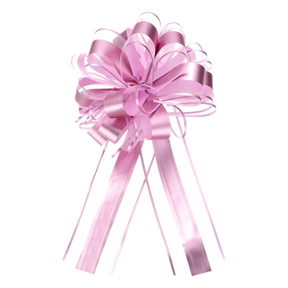 12pcs 11 Inch Extra Large Pull Bow Metallic Gift Wrapping Bows Ribbon Organza Pink for Wedding Baskets Christmas
