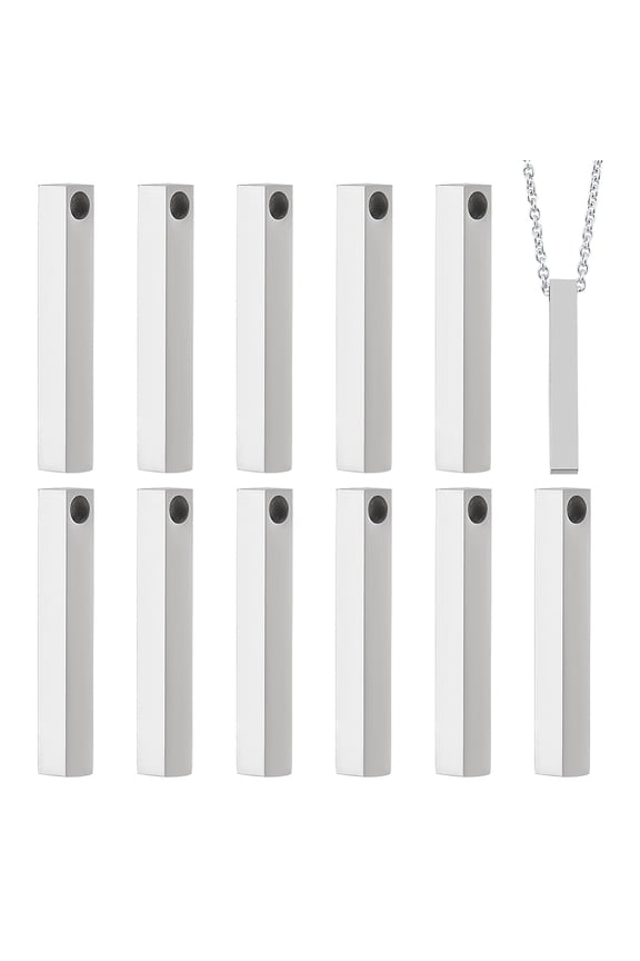 12pcs 11x1.5 Inch 304 Stainless Steel Bar Engraving Blanks Rectangle Stamping Blanks Solid Bar Pendants
