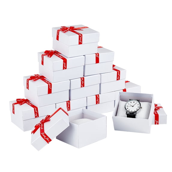 12pcs 12 pcs Watch box with Pillow 3.23x3.46x2.19 Inch Wristwatch Gift Case box Bowknot Square Cardboard Watch boxes for Watch Jewelry Presents Bracelets Wrist-Cuff White