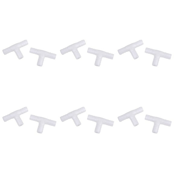 12pcs 12mm Plastic Equal Tee Connector Barbed Pipe Fitting Air/Water Hose Joiner