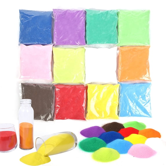 12pcs 13.2lbs Colored Sand Art Kit DIY Drawing Sand Arts and Crafts for Painting Art Supplies for Wedding Birthday Chrismas Party Decorative Scenic Sand