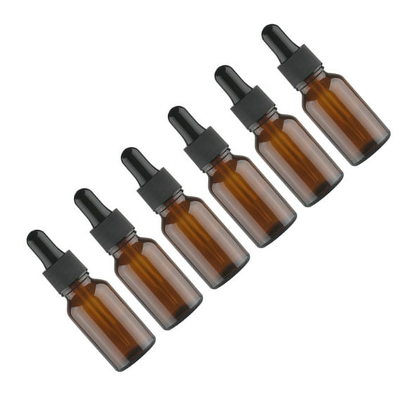 12pcs 15ml Women Essential Oil Bottle Retro Antique Glass Empty Essential Oil Container Dispensing Dropper Bottle Decoration (Brown)