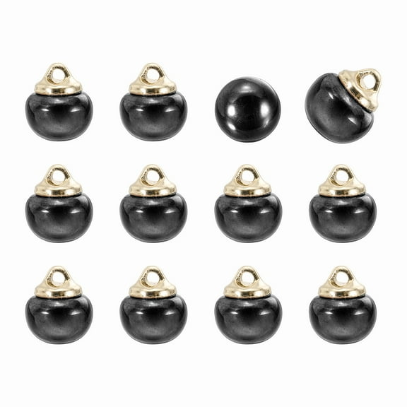 12pcs 16L Round Faux Pearl Buttons 10mm 3/8" Gold Metal Shank Sewing Button Replacement for Sewing Clothing Bridal Wedding Dress DIY Crafts, Dark Grey