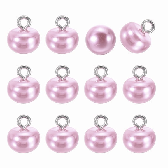 12pcs 16L Round Faux Pearl Buttons 10mm 3/8" Half Ball Dome Metal Shank Sewing Buttons Replacement DIY Small Button for Clothing Bridal Wedding Dress DIY Crafts, Light Purple