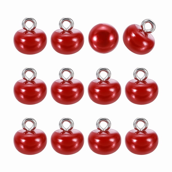 12pcs 16L Round Faux Pearl Buttons 10mm 3/8" Half Ball Dome Metal Shank Sewing Buttons Replacement DIY Small Button for Clothing Bridal Wedding Dress DIY Crafts, Red
