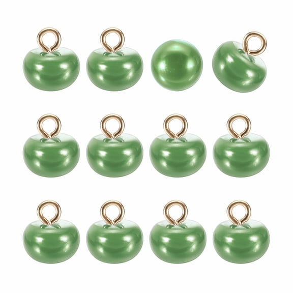 12pcs 16L Round Faux Pearl Buttons 10mm 3/8" Half Ball Dome Metal Shank Sewing Buttons Replacement DIY Small Button for Clothing Bridal Wedding Dress DIY Crafts, Olive Green