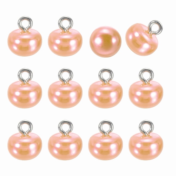 12pcs 16L Round Faux Pearl Buttons 10mm 3/8" Half Ball Dome Metal Shank Sewing Buttons Replacement DIY Small Button for Clothing Bridal Wedding Dress DIY Crafts, Orange