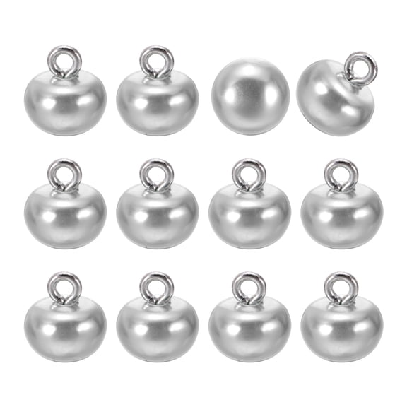 12pcs 16L Round Faux Pearl Buttons 10mm 3/8" Half Ball Dome Metal Shank Sewing Buttons Replacement DIY Small Button for Clothing Bridal Wedding Dress DIY Crafts, Gray