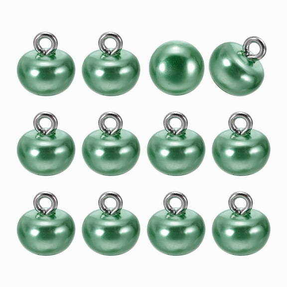 12pcs 16L Round Faux Pearl Buttons 10mm 3/8" Half Ball Dome Metal Shank Sewing Buttons Replacement DIY Small Button for Clothing Bridal Wedding Dress DIY Crafts, Dark Green