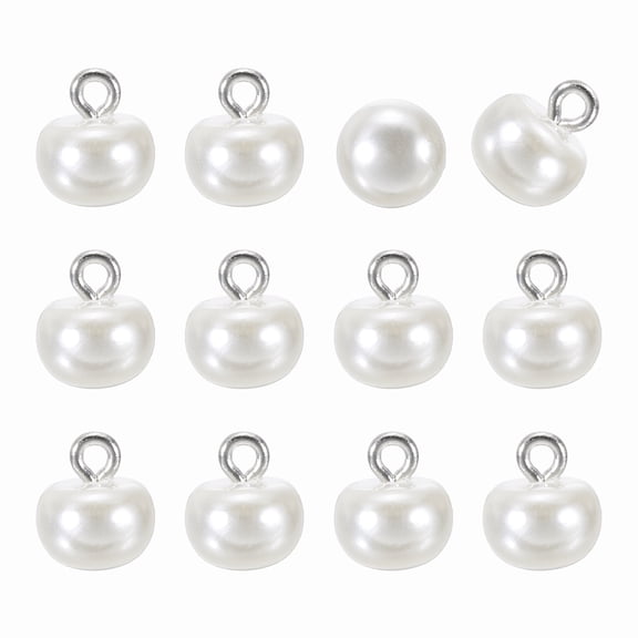 12pcs 16L Round Faux Pearl Buttons 10mm 3/8" Half Ball Dome Metal Shank Sewing Buttons Replacement DIY Small Button for Clothing Bridal Wedding Dress DIY Crafts, Beige