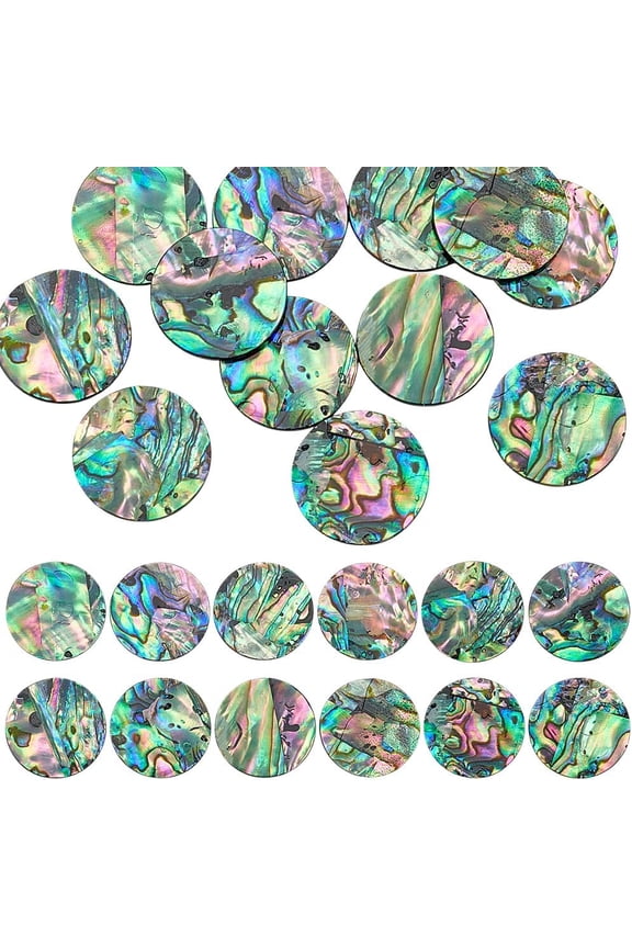 12pcs 19mm Natural Abalone Shell Cabochon Loose Gemstone Round Paua Shell Charms for DIY Jewelry Making Single-Sided Abalone Shell Cabochon for Bracelets Pendants Necklace DIY Crafts