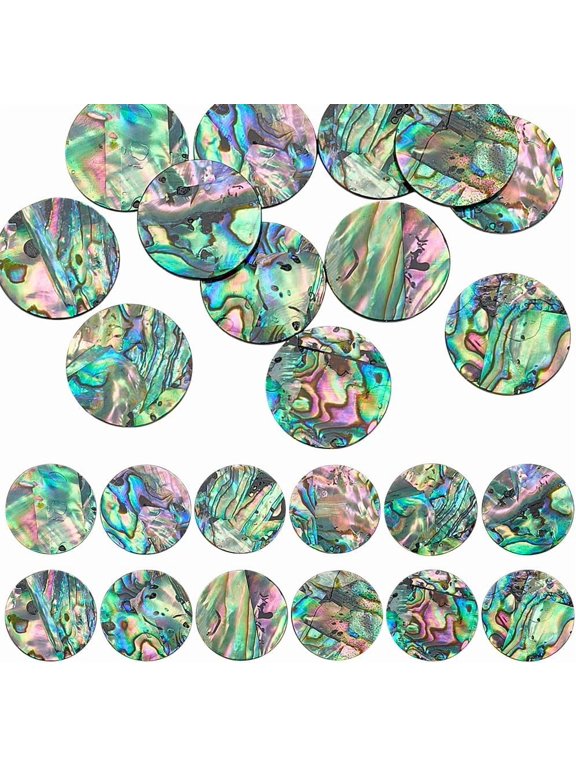 12pcs 19mm Natural Abalone Shell Cabochon Loose Gemstone Round Paua Shell Charms for DIY Jewelry Making Single-Sided Abalone Shell Cabochon for Bracelets Pendants Necklace DIY Crafts