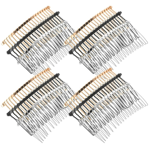 Fancy Metal Hair Combs with 20 Teeth for Women Assorted Color Durable and Rust Resistant 12pcs