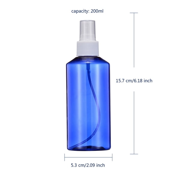12pcs 200ml Refillable PET Plastic Spray Bottles Empty Pump Bottles for Liquid Blue 5.3x15.7cm Capacity: 200ml(6.76 fl. oz)