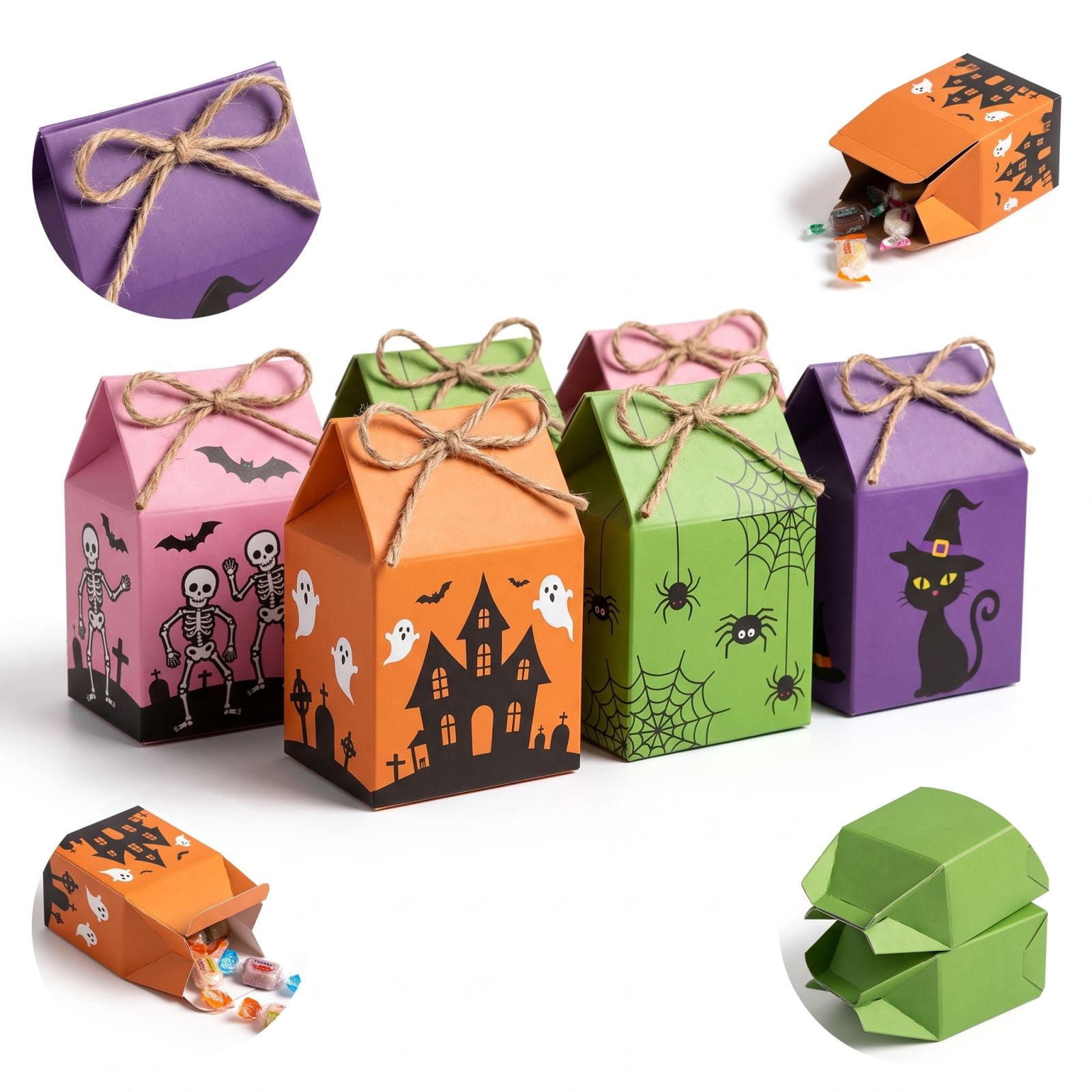 12pcs 2026 Halloween Mini Candy Boxes Treat Boxes, Haunted House Shaped ...