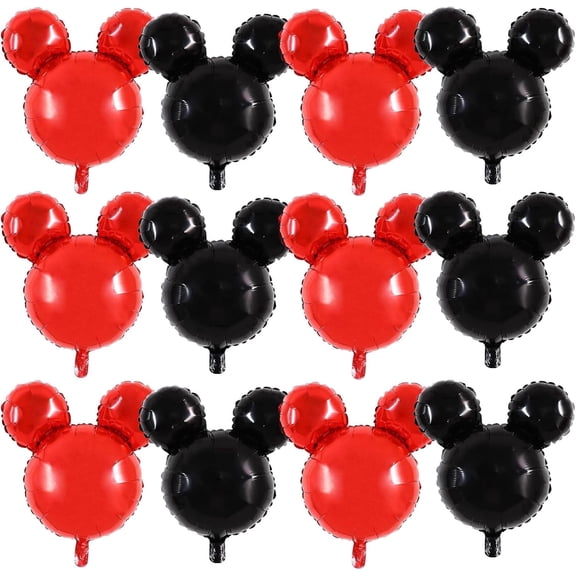 12pcs 24 Inches Foil Balloons, Black Red Shaped Balloon for Birthday Party, Baby Shower,Theme Party Decoration,Graduation Party Supplies