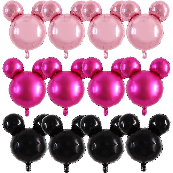 12pcs 24 Inches Foil Balloons, Rose Red Pink Balloon for Birthday Party, Baby Shower,Theme Party Decoration,Graduation Party Supplies
