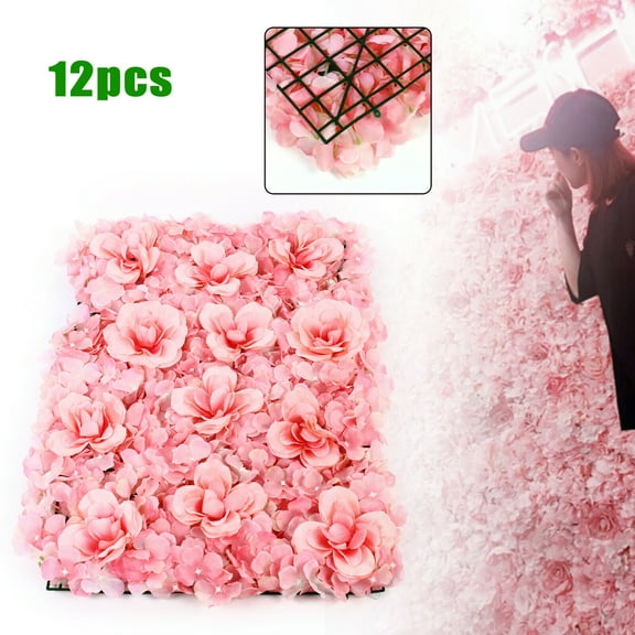 12pcs 24" x 16" Pink Artificial Plants Decor Romantic Flower Backdrop for Wedding Party