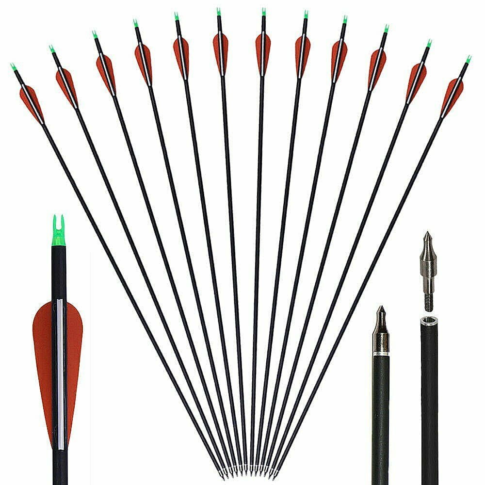Walmart 12pcs 28'' Carbon Arrows SPF500, Aluminum Seat, for 40-60lbs ...