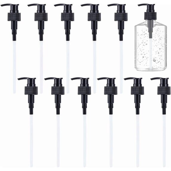 12pcs 28 Tooth Plastic Dispensing Pumps Fits Shampoo and Conditioner Jugs Bottles Black 4.7x3x21.8cm