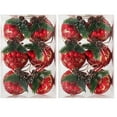 thumbnail image 1 of 12pcs,3.14" Buffalo Plaid Ball Ornaments, Farmhouse Buffalo Plaid Fabric Ball with Pinecones & Greenery, Black & Red Burlap Foam Ball Hanging Decorations for Xmas Tree New Year Party, 1 of 8