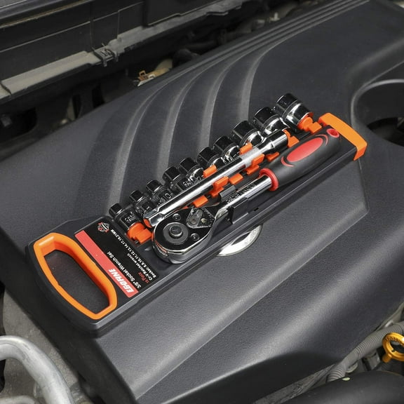 12pcs 3/8 Inch Ratchet Socket Wrench Set with 10 Sockets 8-14,17,19,21mm and Quick Release Handle