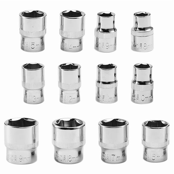 12pcs 3/8Inch Driver Deep Long Sockets Set 10mm Square Hole 8 9 10 11 12 13 14 15 16 17 18 19mm