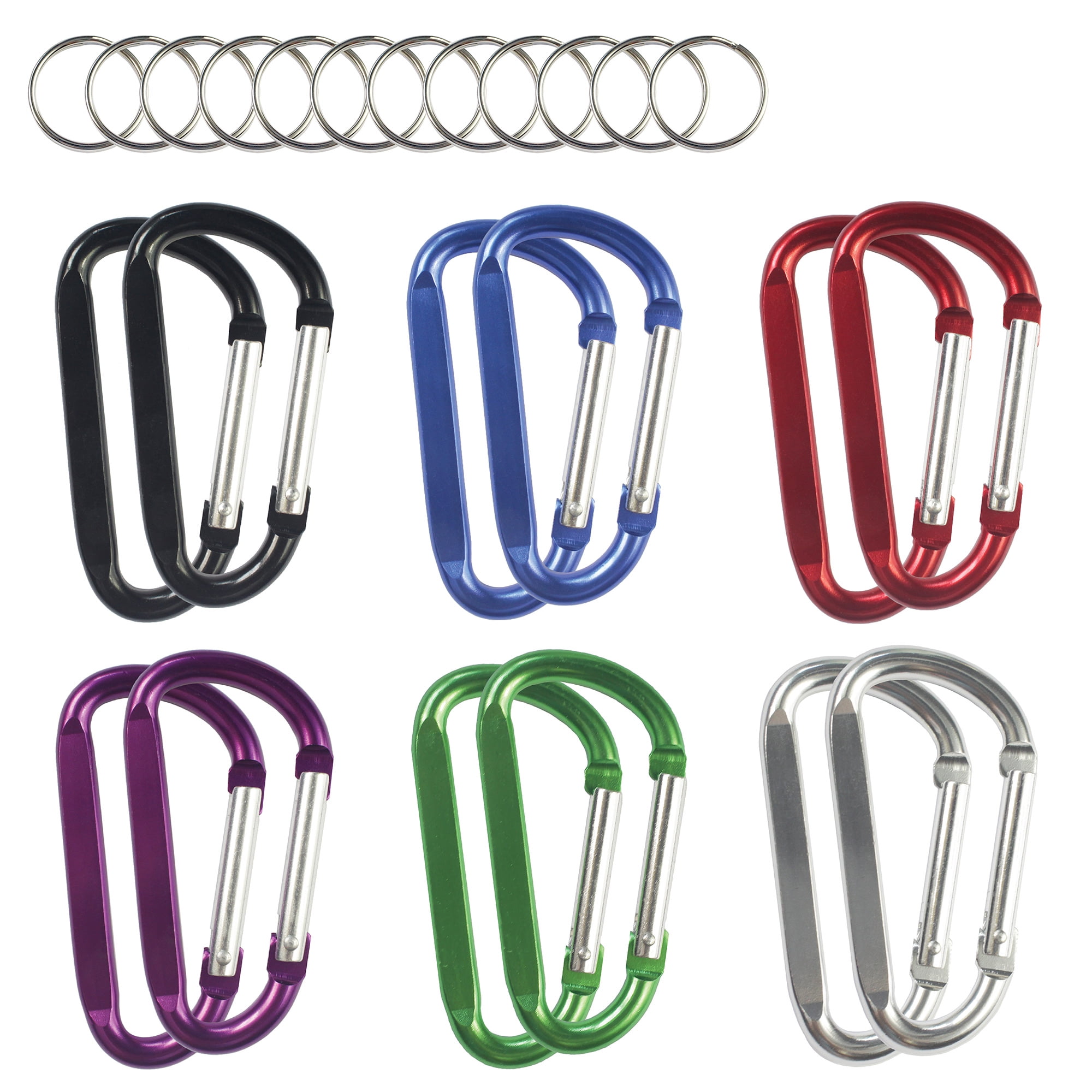 12pcs 3” Aluminium Carabiner Clip Vibrant Colors, Durable Spring-loaded  Gate Keychain Hook Pear Shape for Home, RV, Camping, Hiking, Fishing or