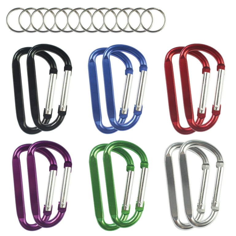 12pcs 3” Aluminium Carabiner Clip Vibrant Colors, Durable Spring-loaded Gate  Keychain Hook Pear Shape for Home, RV, Camping, Hiking, Fishing or  Traveling 