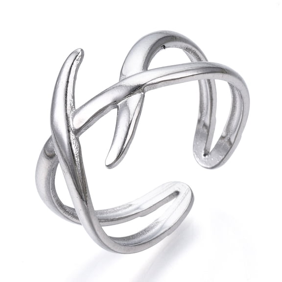 12pcs 304 Stainless Steel Wire Wrap Open Cuff Ring for Women Stainless Steel Color US Size 8 1/2(18.5mm)